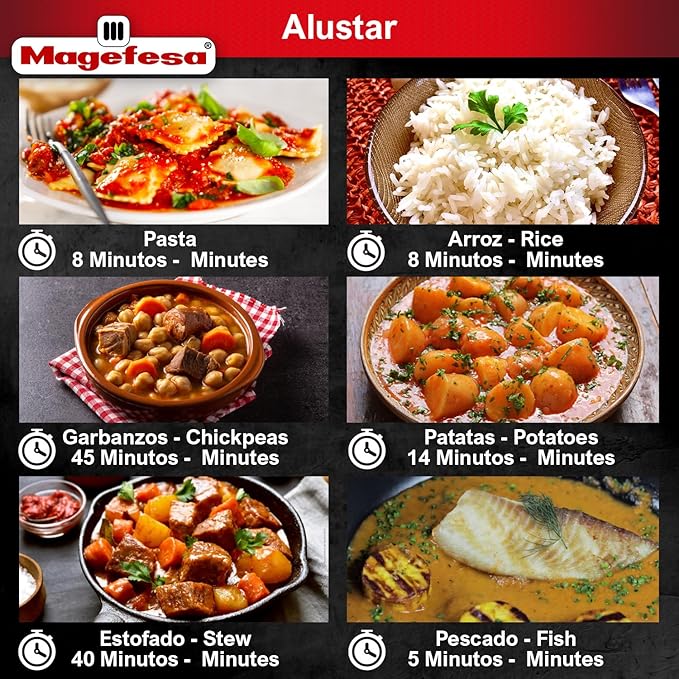 Magefesa Alustar 23.2-Quart Aluminum Pressure Cooker – Extra-Thick Construction, Thermodiffusion Base, 3 Safety Systems, Professional-Grade