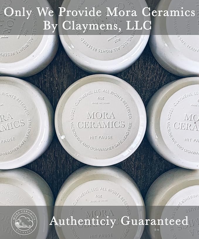 Mora Ceramic Ramekins - 4oz, Set of 6 - Small Oven Safe Baking Dishes/Cups - For Personal Pudding, Creme Brulee, Souffle, Serving Dip, Custard, Ice Cream - Single Mini Bowls - Vanilla White