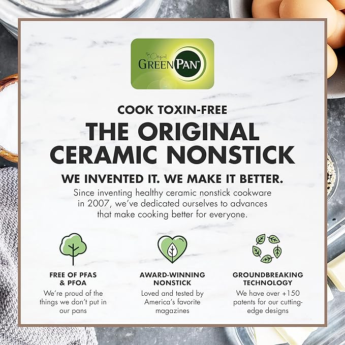 GreenPan Premiere Ovenware Healthy Ceramic Nonstick 18" x 13" Half Rectangular Baking Pan, PFOA & PFAS-Free, Warp-Free Bakeware, Durable Quick Heating Tray, Oven Safe to 600F, Dishwasher Safe, Gray