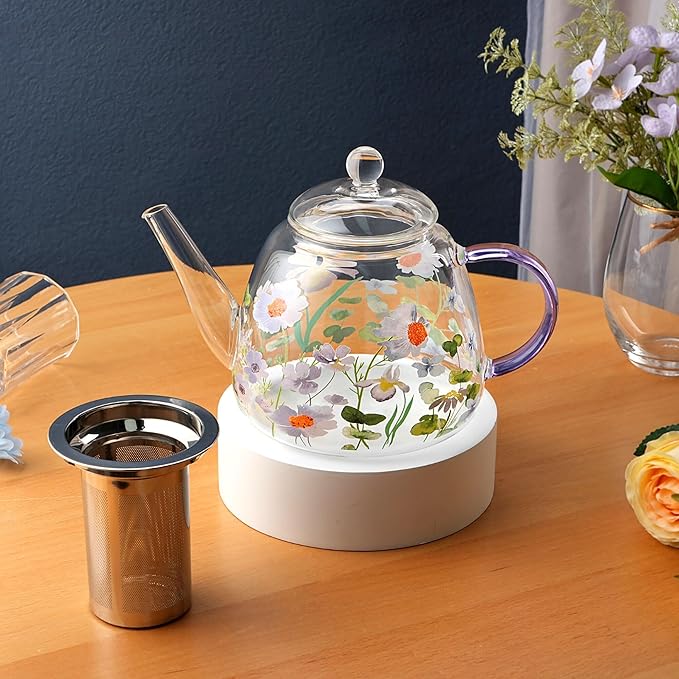 Heat-Resistant Glass Teapot with Infuser (Chamomile)