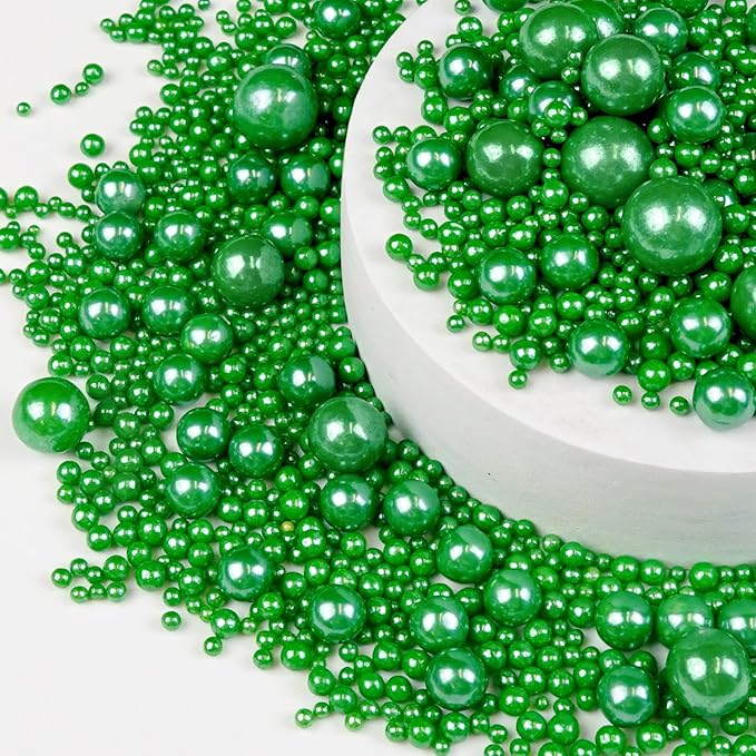 Deep Green Pearl Sugar Sprinkles, Edible Candy Pearls, 150g/5.29oz, Green Sprinkles for Cake Decorating, Baking Cake Decorations, Ice Cream Toppers, Cupcakes, Wedding Party Chirstmas Supplies