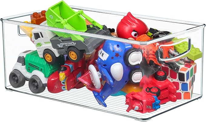 Hudgan 2 Pack Straight Sides Stackable Pantry Organizer Bins for Home Edit - 13.5''L x 7.5''W x 5.5''H