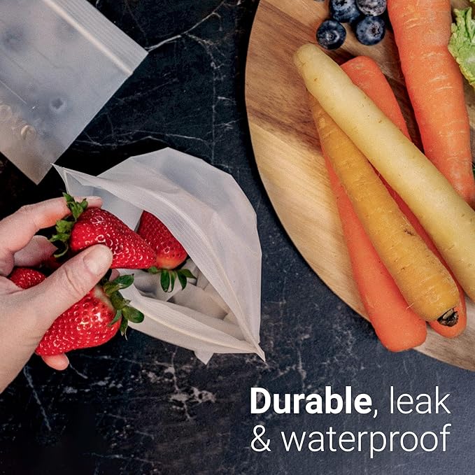 Vove Compostable Zip Bags | 30 Pack Gallon Size (4L) | Biodegradable Storage Bags | PLA PBAT Eco-Friendly | Zero Waste Kitchen Storage | Sustainable Food Bags with Certification