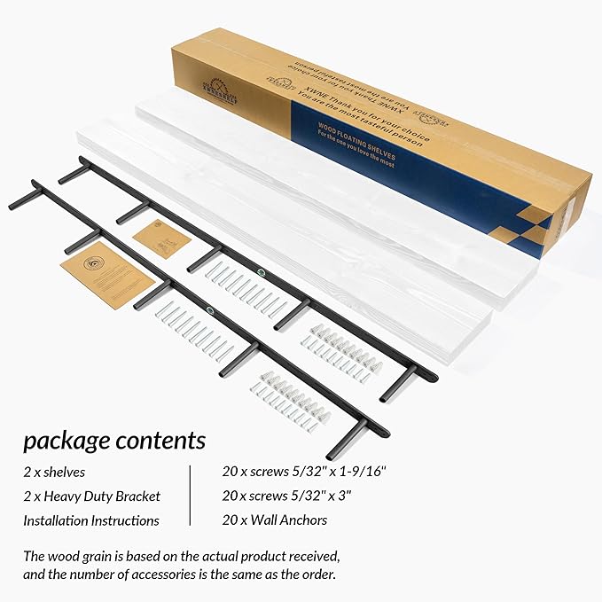 Rustic Floating Shelves 72 inch Long 8 "deep Set of 2, Heavy Duty Wood Wall Mounted Shelves for Bathroom Living Room Kitchen,Book Shelves with Thickened Hidden Bracket- White