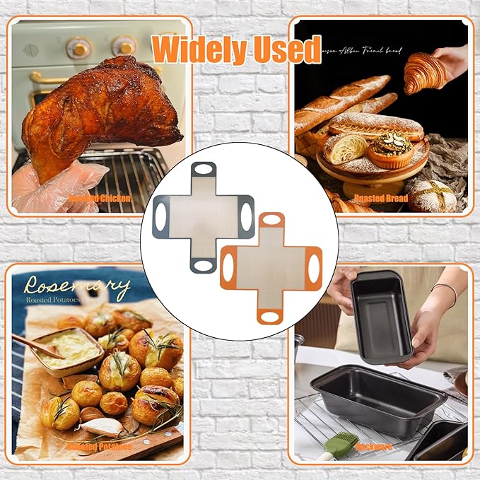 Reusable Silicone Bread Loaf Pan Liner, Food-Grade Silicone Bread Sling, Sourdough Bread Baking Mat, Non-Stick &Easy Clean Dough Transfer Tool, Fits 9x5" or 1.5lb Loaf Pans, Grey & Orange, 2PCS
