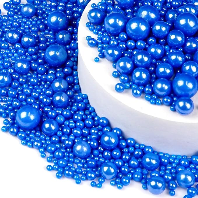 Deep Blue Pearl Sugar Sprinkles, Edible Candy Pearls, 150g/5.29oz, Blue Sprinkles for Cake Decorating, Baking Cake Decorations, Ice Cream Toppers, Cupcakes, Wedding Party Chirstmas Supplies