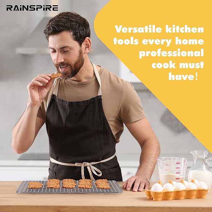 Rainspire Cooling Rack Stainless Steel, Heavy Duty Cooling Racks for Cooking and Baking, Oven Safe Wire Rack for Cooking, Baking Rack for Oven Cooking Fits Half Sheet Cookie Pan, 12" x 17", 2-Pack