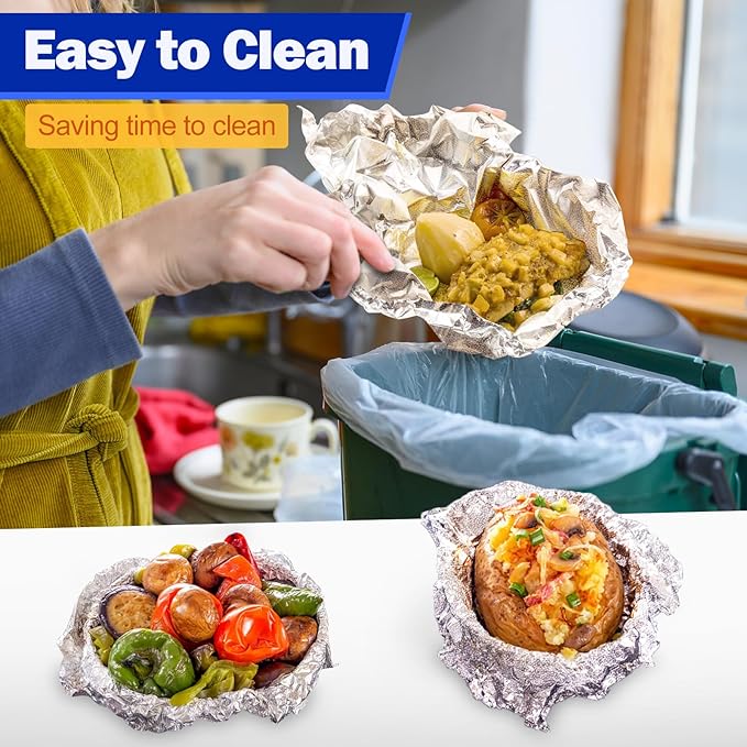 Aluminum Foil Sheets - 12" x 10.75" Pre Cut Tin Foil, Premium Aluminum Foil Wraps for Cooking, Storing Food - 500 Sheets