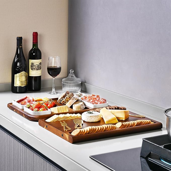 Shanik Premium Charcuterie Board - Magnetic Cheese and Meat Double-Sided Serving Tray and Cutting Board - Gift for Any Occasion Quality Assured Without Engraving