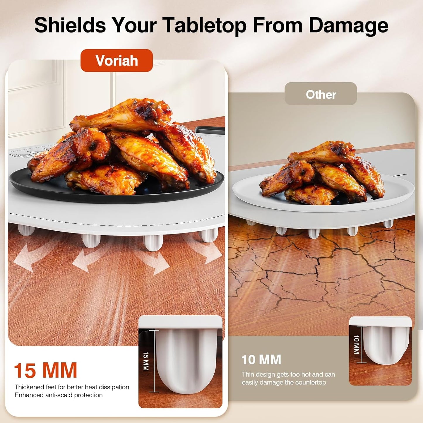 Warming Mat for Food, Voriah Electric Warming Tray with 99H Timer & 8 Temperature Settings, Foldable Food Warmer with °C/°F Switch, Keeps Food Warm at Buffets, Sabbath, Family Gatherings(White)