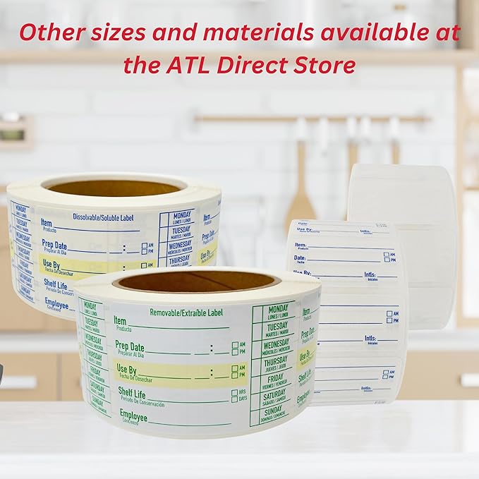 2x1 Dissolvable Food Labels, 250 Label Stickers, Bottle Labels for Storage Bins, Sticker Labels for Food containers, (250, Blank)