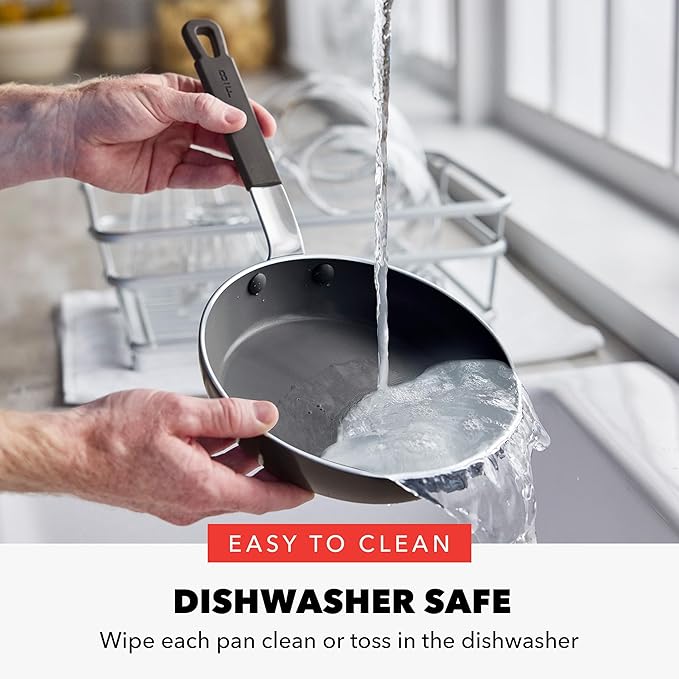 GreenPan x Bobby Flay 13 Piece Cookware Pots and Pans Set and 8" Chef's Knife. PFAS & PFOA-Free Ceramic Nonstick, Induction Suitable, Stay-Cool Silicone Handle, Dishwasher & Oven Safe, Black