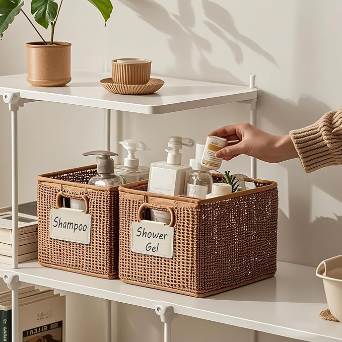 Metal Pantry Baskets Labels Clip On for Storage Bins | Edge Fold-Cream (Edge Fold-Cream, 18 Metal Label Clip)