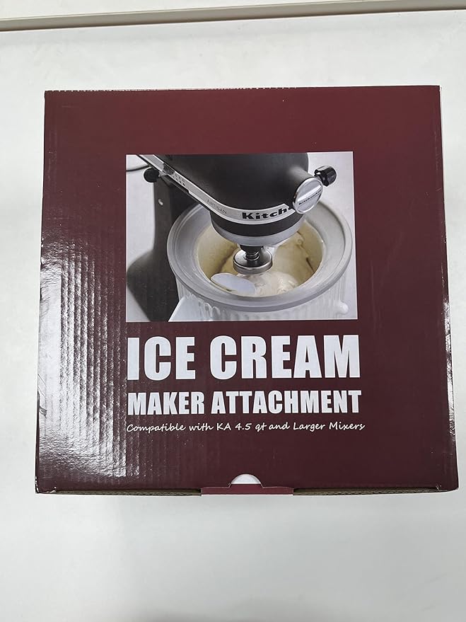 Ice Cream Maker Attachment for Kitchenaid, 2 Quart Frozen Ice Cream Bowl for Stand Mixer 4.5/5/6/7QT, Sorbet Gelato Maker for Homemade Ice, Dessert, Yogurt
