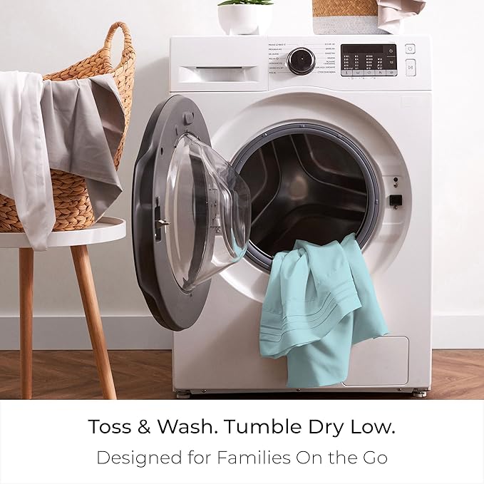 Mellanni King Sheets Set - 4 PC Iconic Collection Bedding - Hotel Luxury, Extra Soft, Cooling Bed Sheets - Wrinkle, Fade, Stain Resistant (King, Aqua)