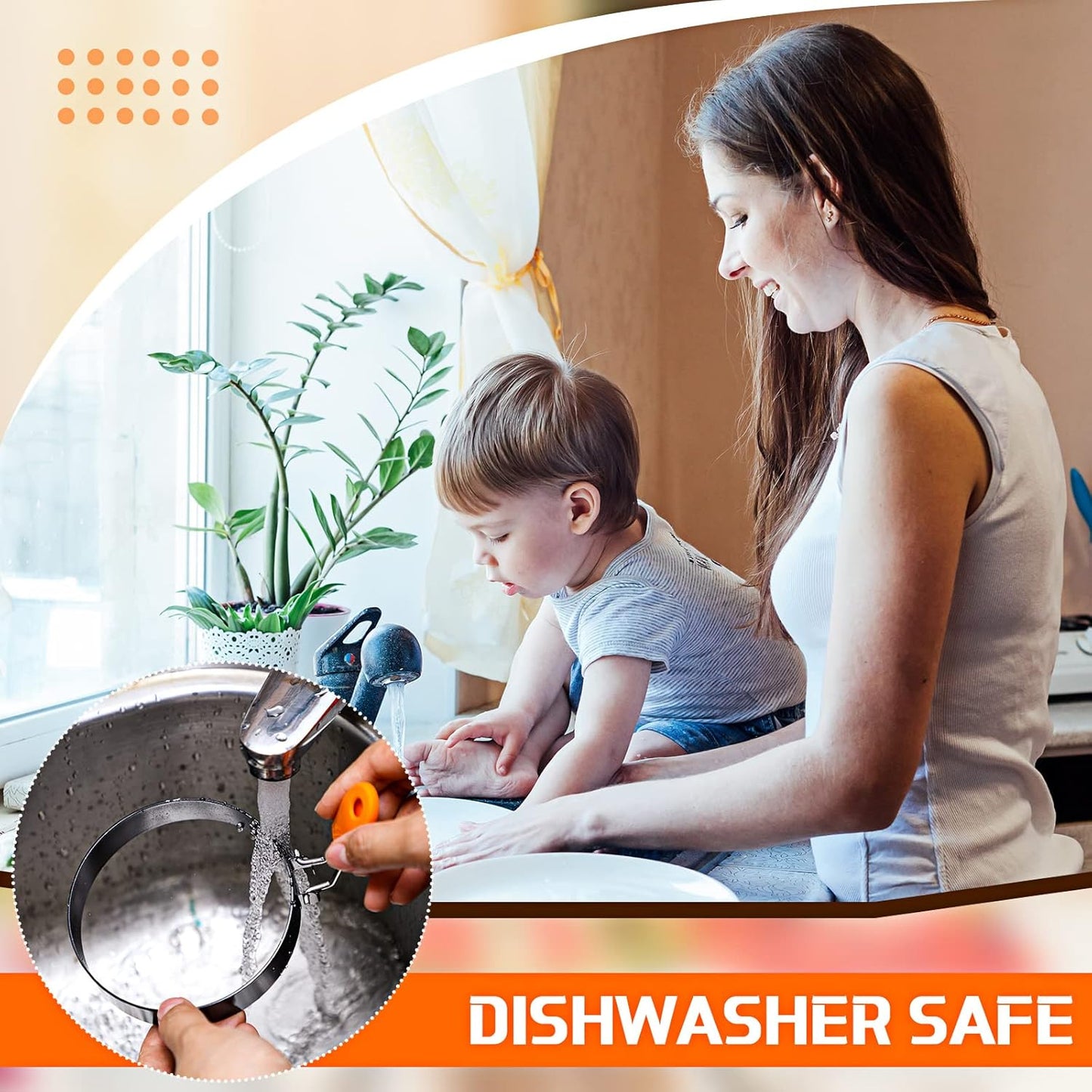 Patelai 6 Pcs Egg Ring Pancake Ring Set Stainless Steel Fried Egg Molds Griddle Pancake Shapers with Silicone Handle for Breakfast Omelette Sandwich (Round Style,4, 6, 8 Inch)