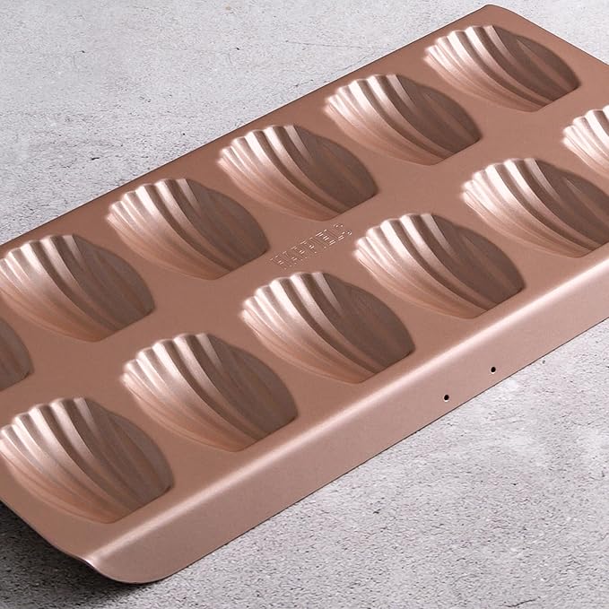 Non Toxic Nonstick Madeleine Pan 12 Well Set of 2 (24 wells) | Non Stick Nontoxic Madeleines Pans for baking | Madeleine Cake Cookie Mold | Madeleine tray for oven | French tin 12