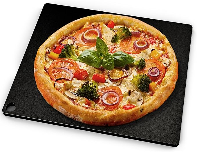 Onlyfire Pizza Steel Baking Stone for Oven BBQ and Grill - 16 x 14 inch Large Non-Stick Pizza Pan with High Performance Conductive Grilling Surface for Pizza Bread