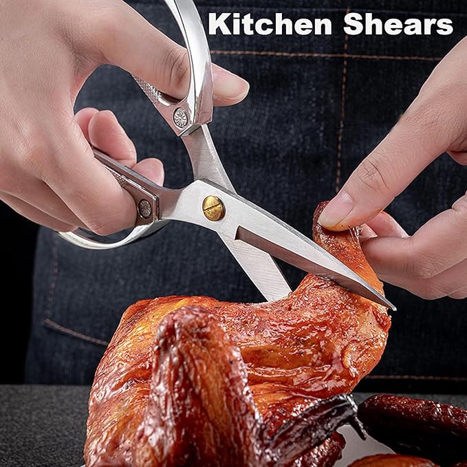 Kitchen scissors 2 Pack,Poultry Shears Heavy Duty Professional Stainless Steel Kitchen Shears,Utility Scissors Food Scissors for Turkey, Meat,Bone,Fish,Chicken,Vegetables,Herbs,BBQ