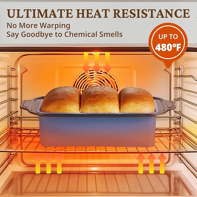 BRONYPRO 9x5 Inch Non-Stick Bread Loaf Pan,Non-Toxic Silicone Baking Mold For Homemade Bread,Heavy-Duty Steel Frame,Dishwasher Safe-Blue