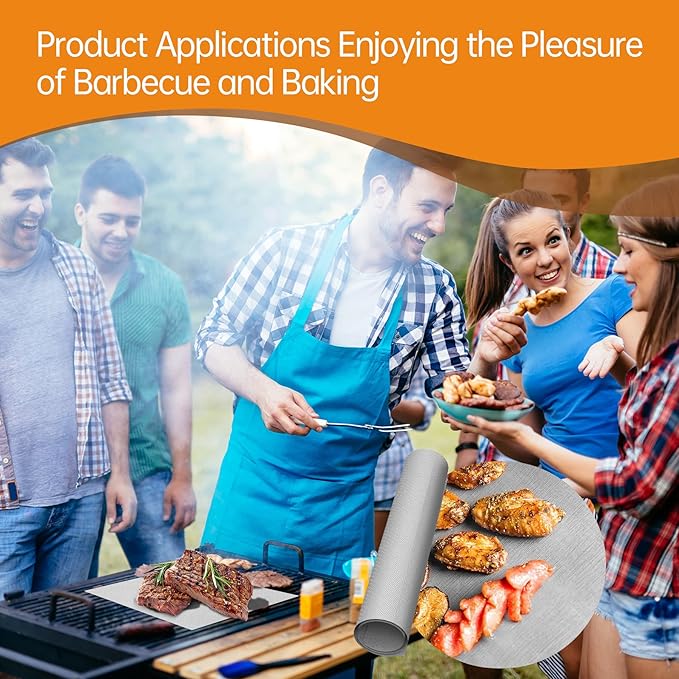 UBeesize 4 Pack Thickened Silver Oven Liners for Bottom of Oven BPA & PFOA Free, Reusable 16x24 Inch Heavy Duty Non Stick Teflon Oven Mats, Fit Electric Gas Toaster Convection Microwave Ovens Grills