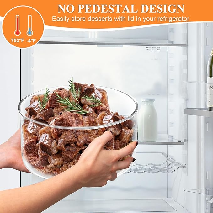 Large Salad Bowl, 10 inch Trifle Bowl Glass 197 oz, Versatile Mixing and Serving Bowls for Laying Ice Cream,Cake,Cupcake,Salad,Fruit,Baking,Dessert and Party Diy, Microwave Safe