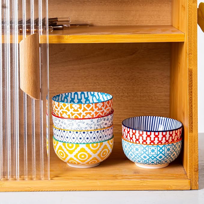 Ceramic Dipping Bowls Set - 4 Oz Small Dessert Bowl 3.5 Inch Porcelain Small Bowls for Side Dishes, Snack, Yogurt, Appetizer - Microwave Dishwasher Safe - Set of 6 - Assorted Colors