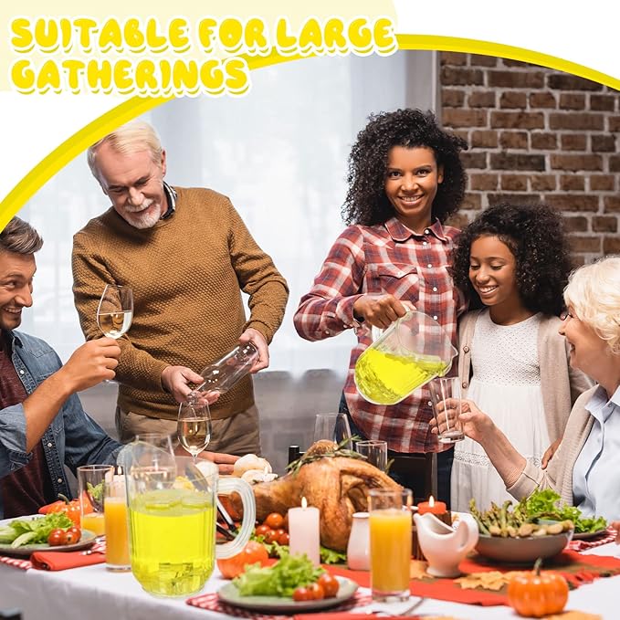 Tessco for you 6 Pcs Plastic Pitchers 60 Ounce Clear Restaurant Jug Large Water Pitcher Carafe Serve Milk Tea Juice Drink for Parties Container Dispenser Beer Jar