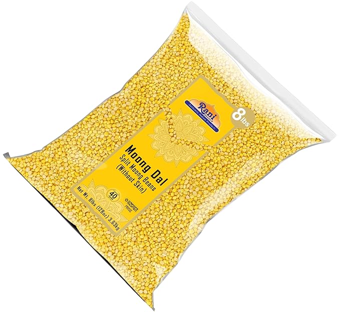 Rani Moong Dal (Split Mung Beans Without Skin) Lentils Indian 128oz (8lbs) 3.63kg Bulk ~ All Natural | Gluten Friendly | Non-GMO | Kosher | Vegan | Indian Origin