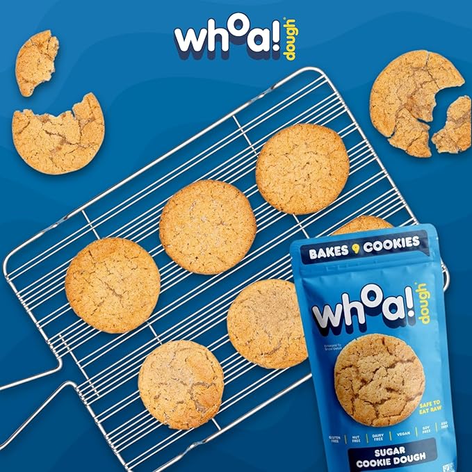 Whoa Dough Ready to Bake Cookie Dough Sugar Cookie – Certified Non-GMO, Kosher, Gluten Free – Plant-Based Snack Dough Made with Real Ingredients – 12 Pack