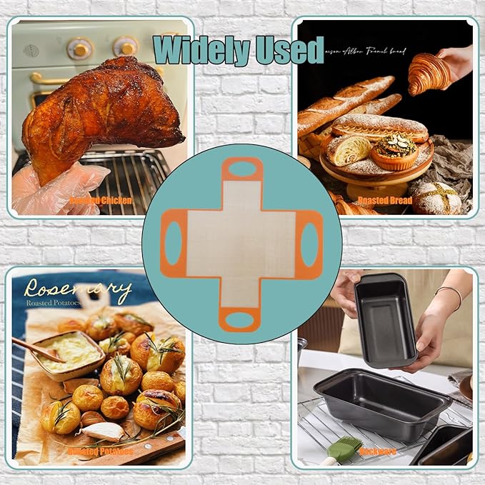 Reusable Silicone Bread Loaf Pan Liner, Food-Grade Silicone Bread Sling, Sourdough Bread Baking Mat, Non-Stick & Easy Clean Dough Transfer Tool, Fits 9x5 or 1.5lb Loaf Pans, Orange - Pack of 2