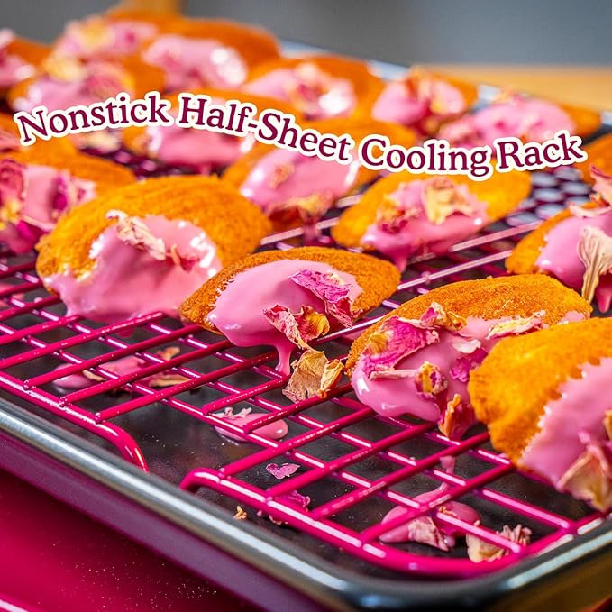 Great Jones Big Chill Wire Cooling Rack (Blueberry) – 16.25" × 11.25" Heavy-Weight Aluminized Steel,Nonstick Baking Rack – Oven Safe 450 °F, Bacon & Cookie Cooling Rack – Fits Half Sheet Pans
