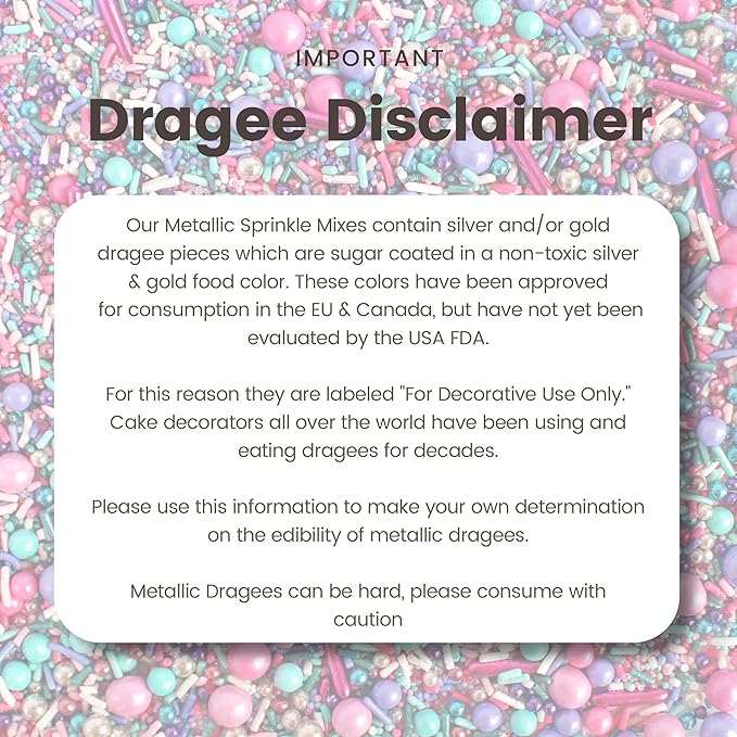 Sprinkle Pop Mermaid Glam Sprinkle Mix| Pink Aqua Fuchsia Lavender Purple Sprinkles with Silver Metallic Dragees| Decorating Sprinkles Made in USA for Girl Birthday Cupcakes Donuts Cakes Cookies, 4oz