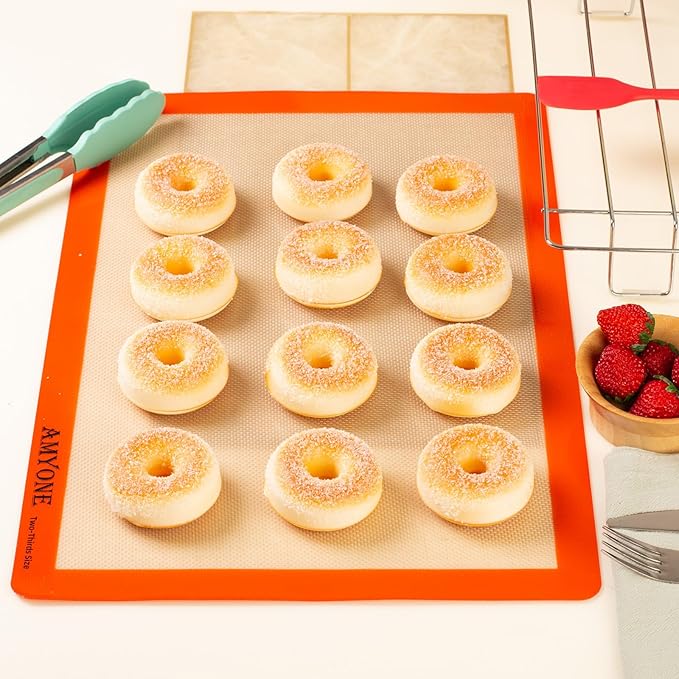 AMYONE Silicone Baking Mats for Two Thirds Size Pan, 2/3 Non-Stick Silicone Baking Sheet Liners for Cookies/Pastries/Chicken/Vegetables, Food Grade Silicone Mat for 15 x 21-inch Big Sheet, 1 PCS