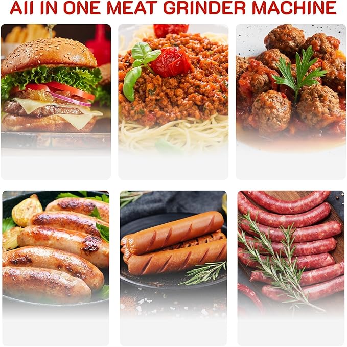 GVODE Electric Meat Grinder & Sausage Stuffer - 700W Max Power, 3 Sausage Tubes, 2 Blades, 4 Plates - Home Use Meat Smasher for Ground Beef & Sausage Maker Machine