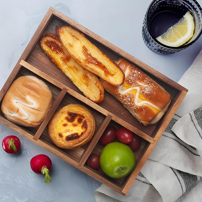 Tea Bag Holder, Acacia Wood Tea Bag Storage Organizer, Tea Candy Basket, Sugar Packet Organizer, Coffee Station Condiment Organizer