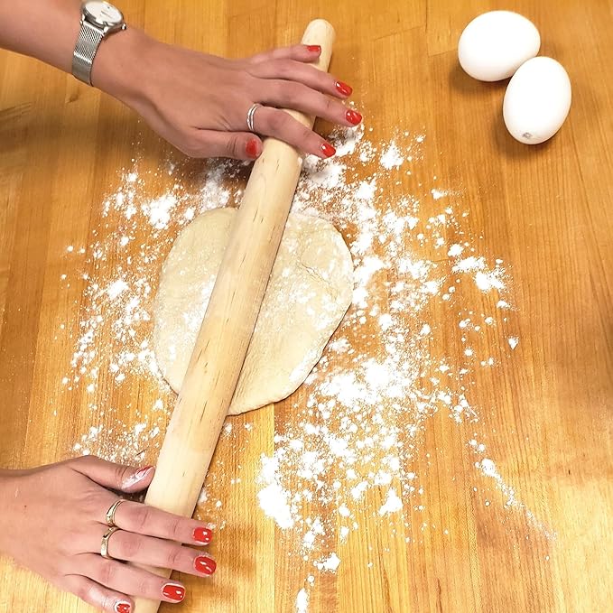 Frieling Crafted in the USA Maple Rolling Pin - Classic French Rolling Pin - Tapered 1.5 x 20 Inch Wooden Roller for Baking - Dough Roller