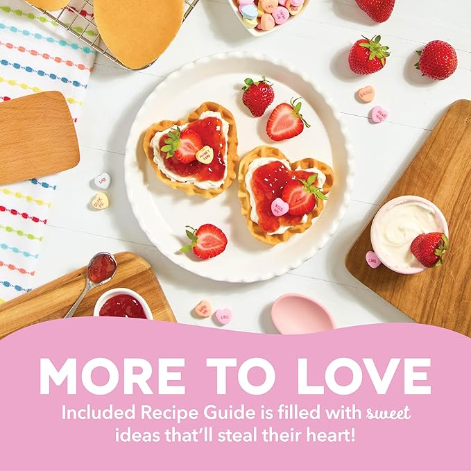 DASH Mini Heart Waffle Maker - 4" Heart-Shaped Waffles, Nonstick, Yellow, Perfect for Kids & Families, Valentines Day - Cutie Pie