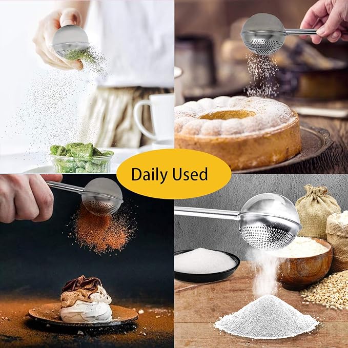 JETKONG Baker's Dusting Wand for Sugar, Flour and Spices, Stainless Steel Powdered Sugar Shaker Duster Sifter, Set of 2