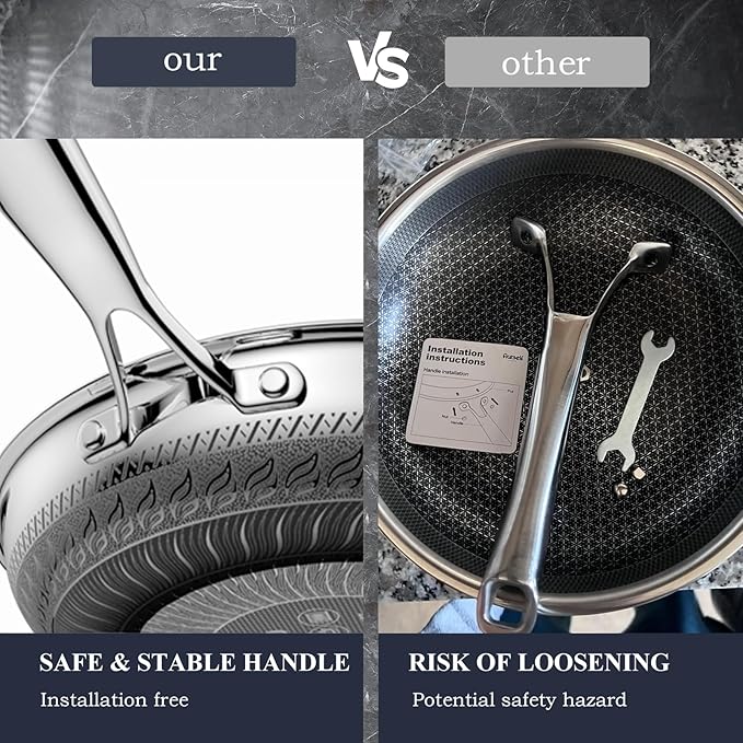 Hybrid Nonstick 6-Piece Pot Set with 2 Silicone Trivets, 1.5 QT Saucepan, 2 and 5.2 QT Stock Pot with Glass Lids, Stay-Cool Handles, Dishwasher-Friendly, Induction-Ready, Compatible All Cooktops