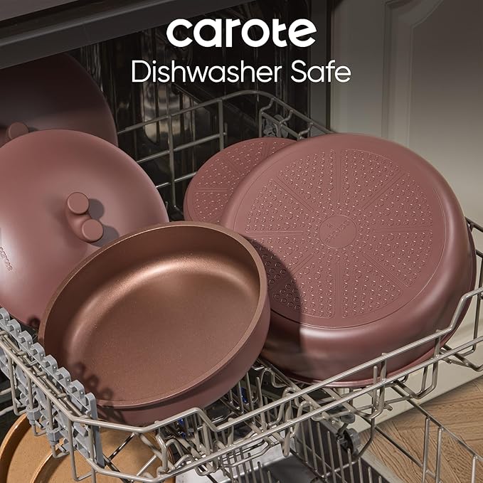 CAROTE 27pcs Pots and Pans Set Non Stick, Gift Set Nonstick Cookware Die-cast Aluminum Detachable Handle, Dishwasher/Oven Safe, Induction Cooking Pot and Pan Sets, Coffee, RV Kitchen Cookwares