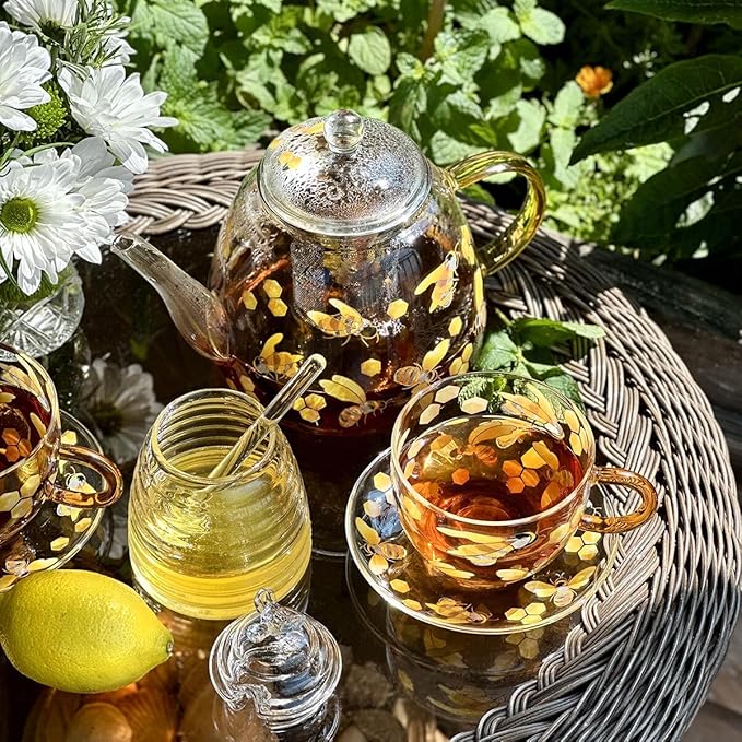 Heat-Resistant Glass Teapot with Infuser (Honey Bee)