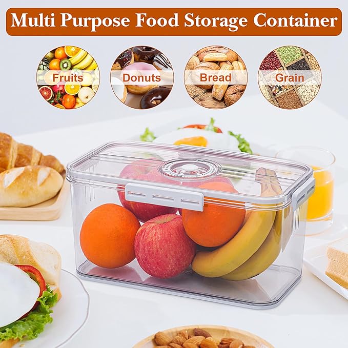 Bread Box for Homemade Bread Boxes for Kitchen Counter Airtight, Time Recording Bread Storage Container with Lid, Bread Containers Storage Airtight Loaf Bread Keeper, White