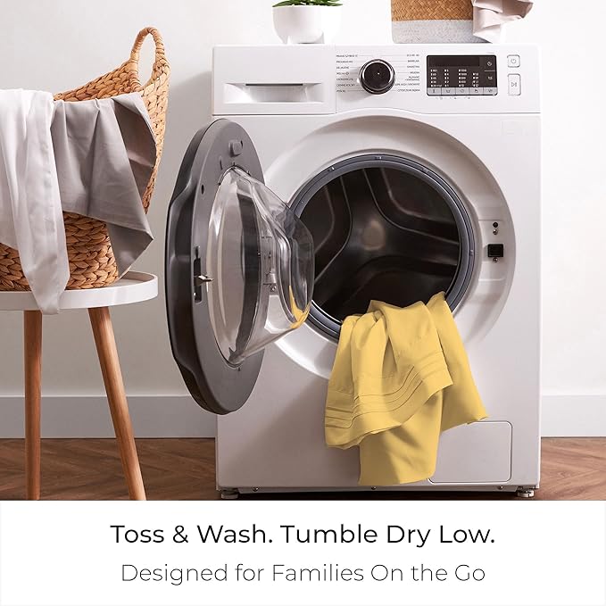 Mellanni King Sheets Set - 4 PC Iconic Collection Bedding - Hotel Luxury, Extra Soft, Cooling Bed Sheets - Wrinkle, Fade, Stain Resistant (King, Yellow)