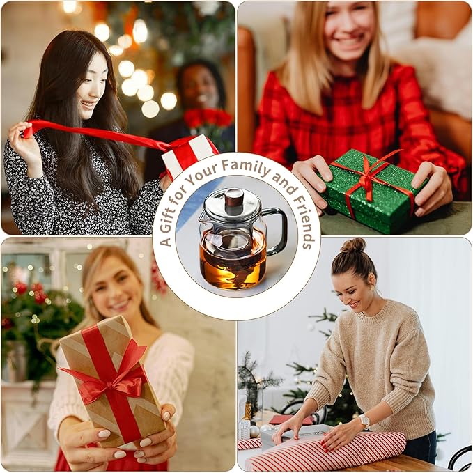 Glass Tea Pot, 560ML Borosilicate Glass Teapot (Gray) with Detachable Glass Tea Infuser, Clear Loose Leaf Glass Tea Kettle, Blooming Tea, Tea bag 19OZ