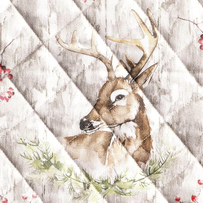 Maison d' Hermine Pot Holders Set 100% Cotton Heat Resistant Potholders 8" x 8" Hot Pads with Loop BBQ, Cooking, Baking, Grilling, Kitchen, Handling Hot Pans (Pack of 2, Mountain Life)