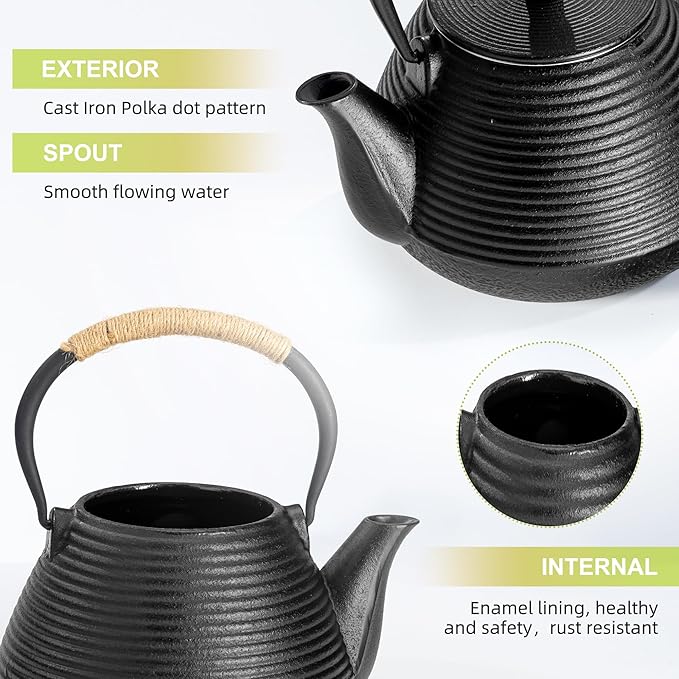 suyika Japanese Tetsubin Tea Kettle Cast Iron Teapot with Stainless Steel Infuser 30 oz/900 ml