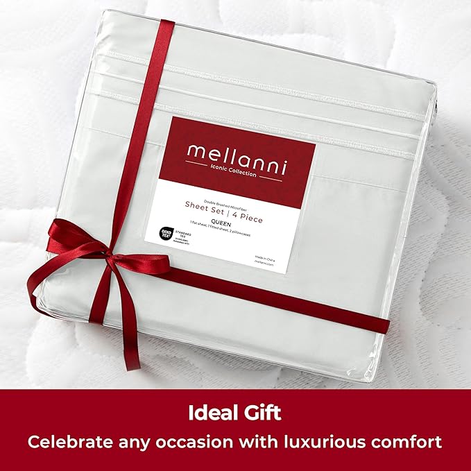 Mellanni Twin XL Sheets Set - 3 PC Iconic Collection Bedding - Hotel Luxury, Extra Soft, Cooling Bed Sheets - Wrinkle, Fade, Stain Resistant (Twin Extra Long, Ivory)