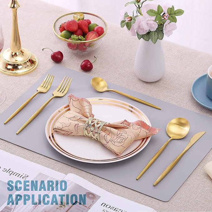 Matte Gold Silverware Set for 8,Modern Stainless Steel Brushed Cutlery Set,40-Pieces Heavy Duty Flatware Set,Knives Spoons and Forks Set Utensils Set,Satin Finish,Dishwasher Safe