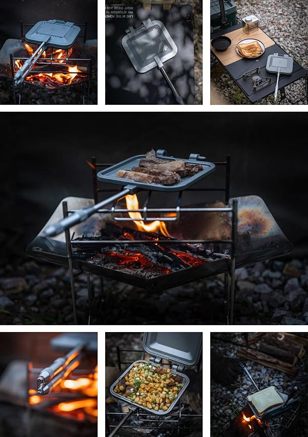 camping moon Sandwich Maker Hot Sand Single Burner Gas Fire Open Fire Compact Aluminum TT-1315 (Silver)